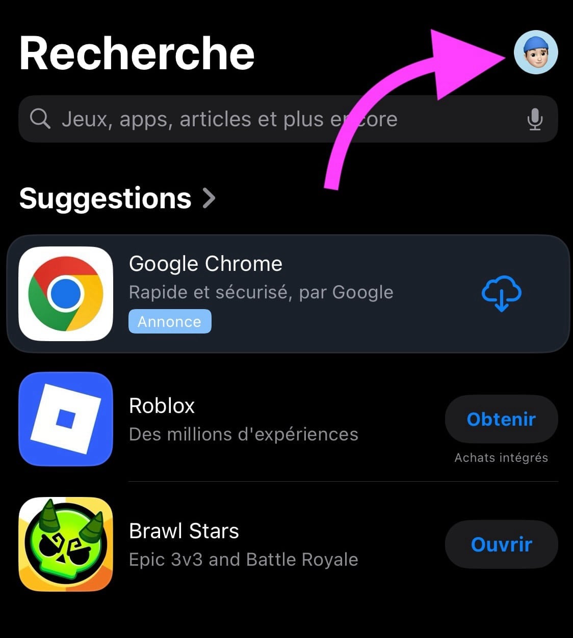 App Store compte