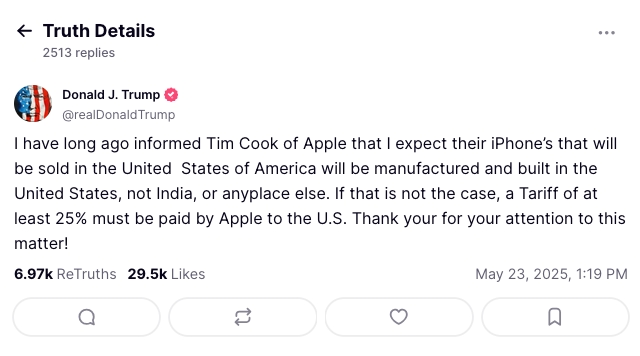 Donald Trump Truth Social + 25 % iPhone