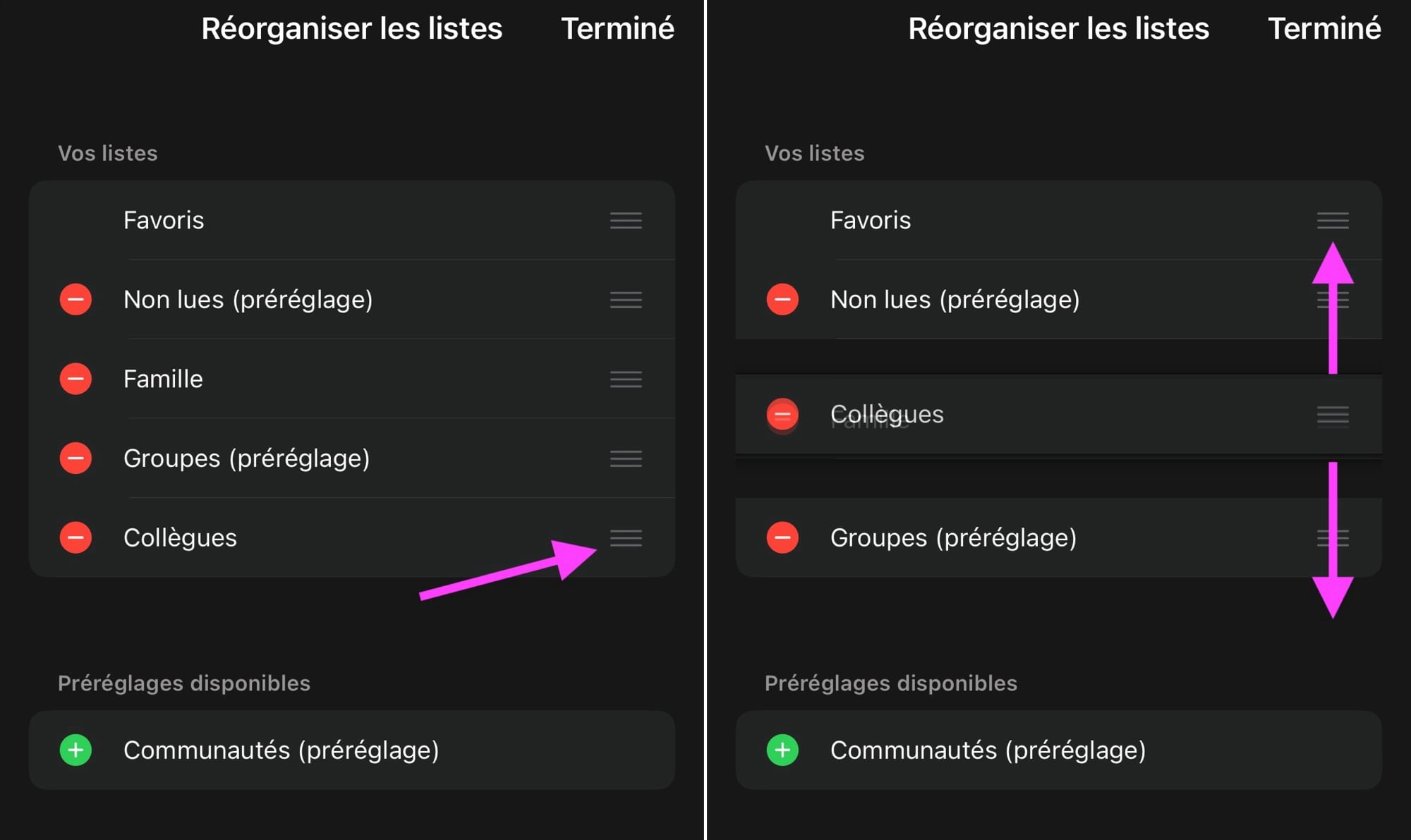 Ordre liste WhatsApp