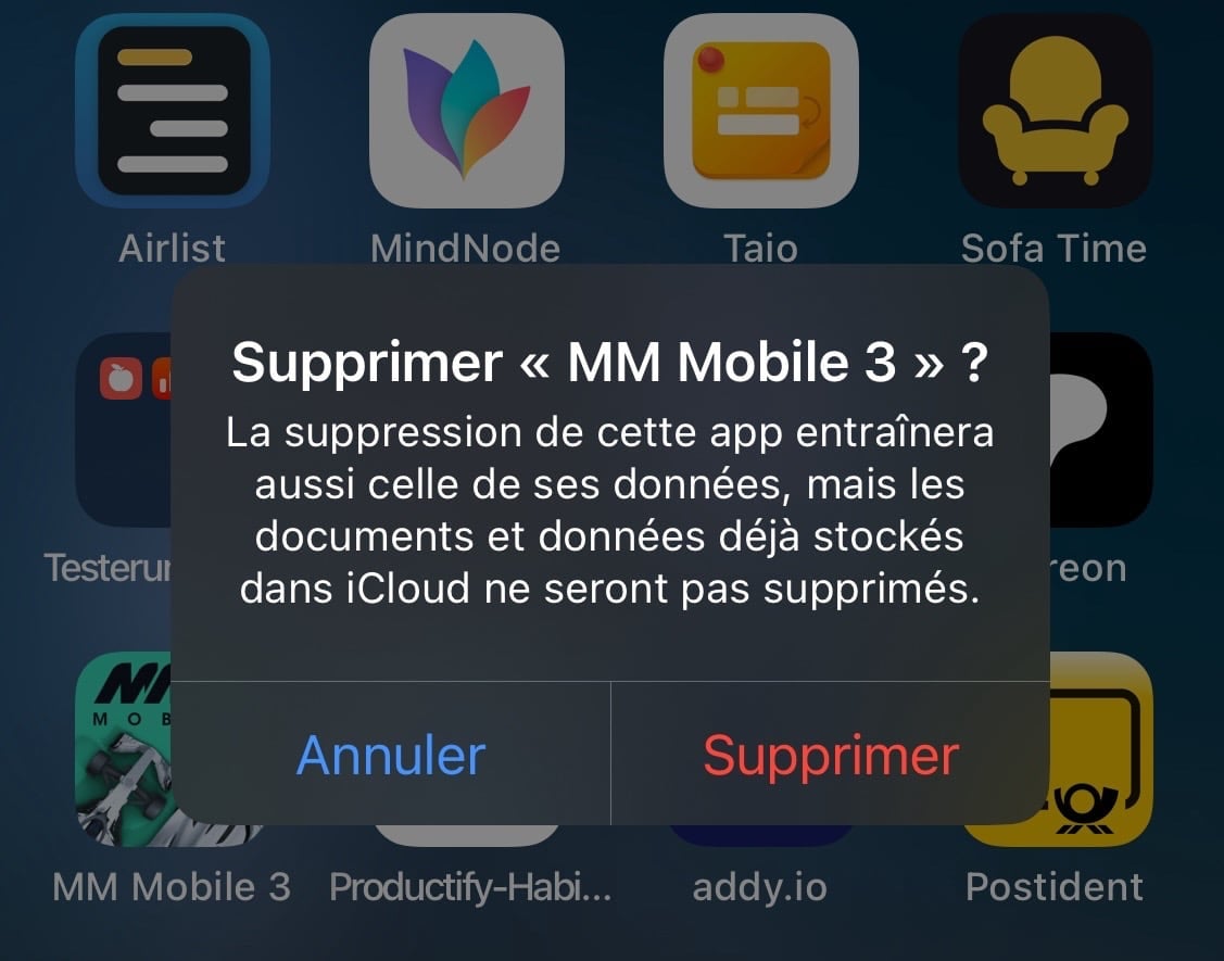Supprimer app ou jeu iPhone