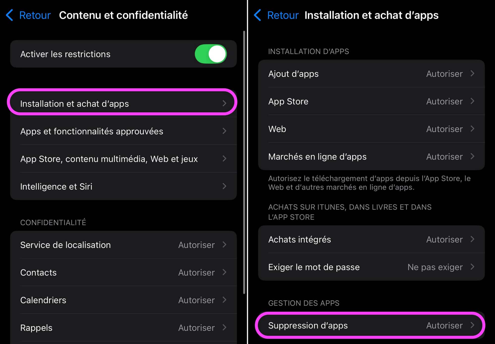 Suppression app iPhone
