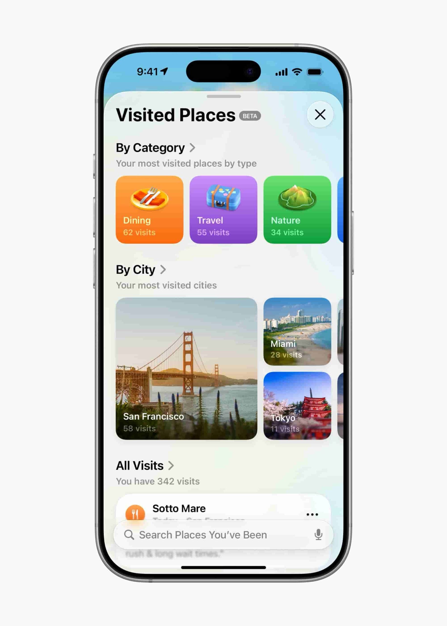 Endroits visités Apple Plan iOS 26