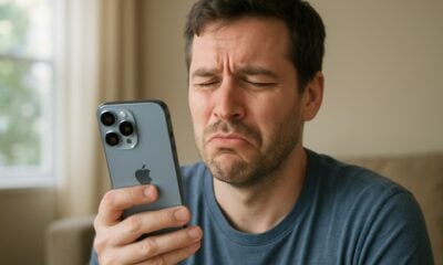 Homme iPhone 16 pro griMace frustré