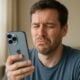 Homme iPhone 16 pro griMace frustré