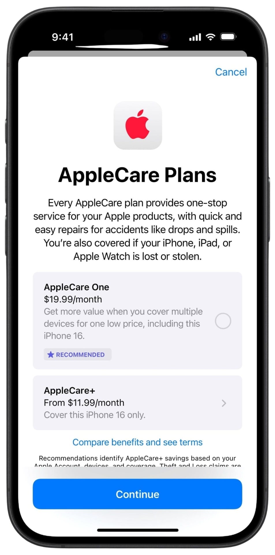 Apple AppleCare One plans