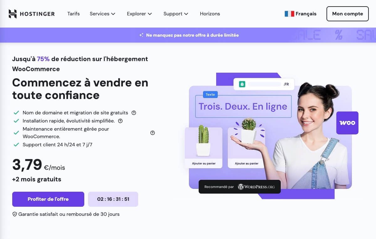 Hébergement WooCommerce Hostinger
