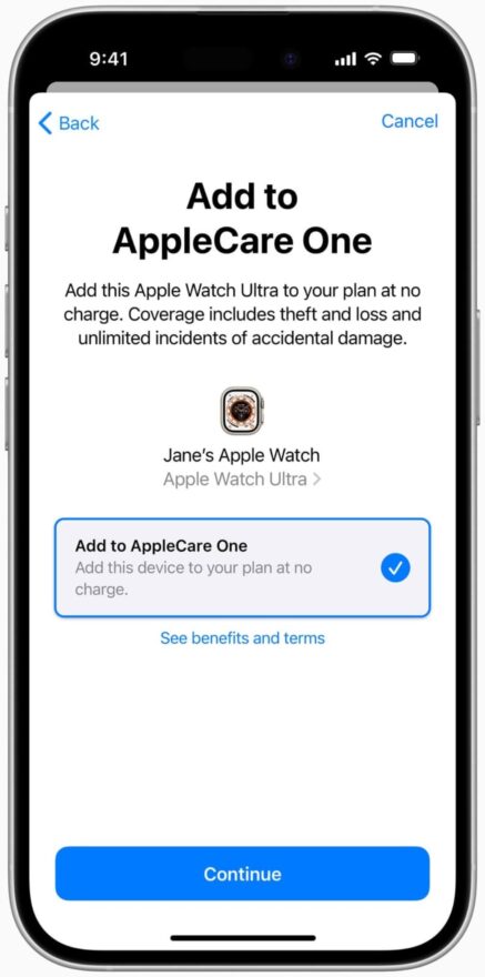 Add to apple care one min