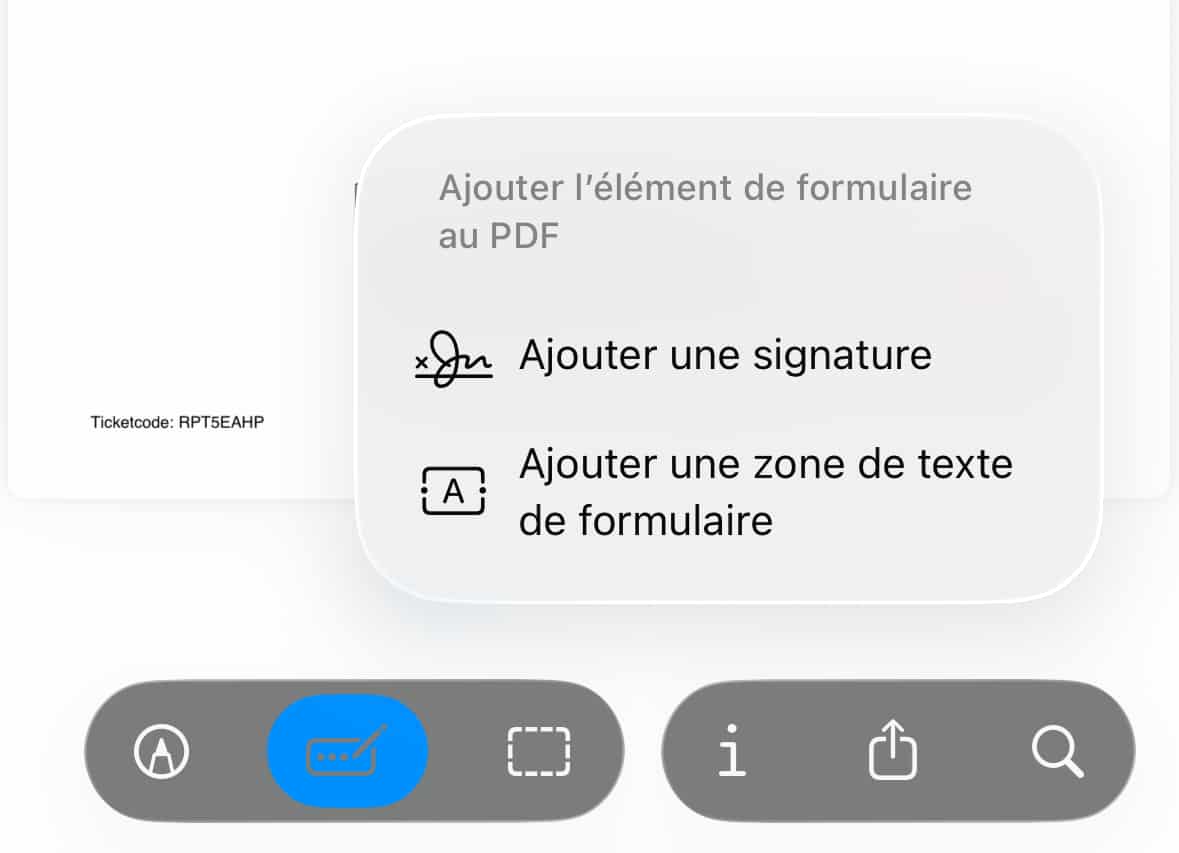 Aperçu iOS 26 signature