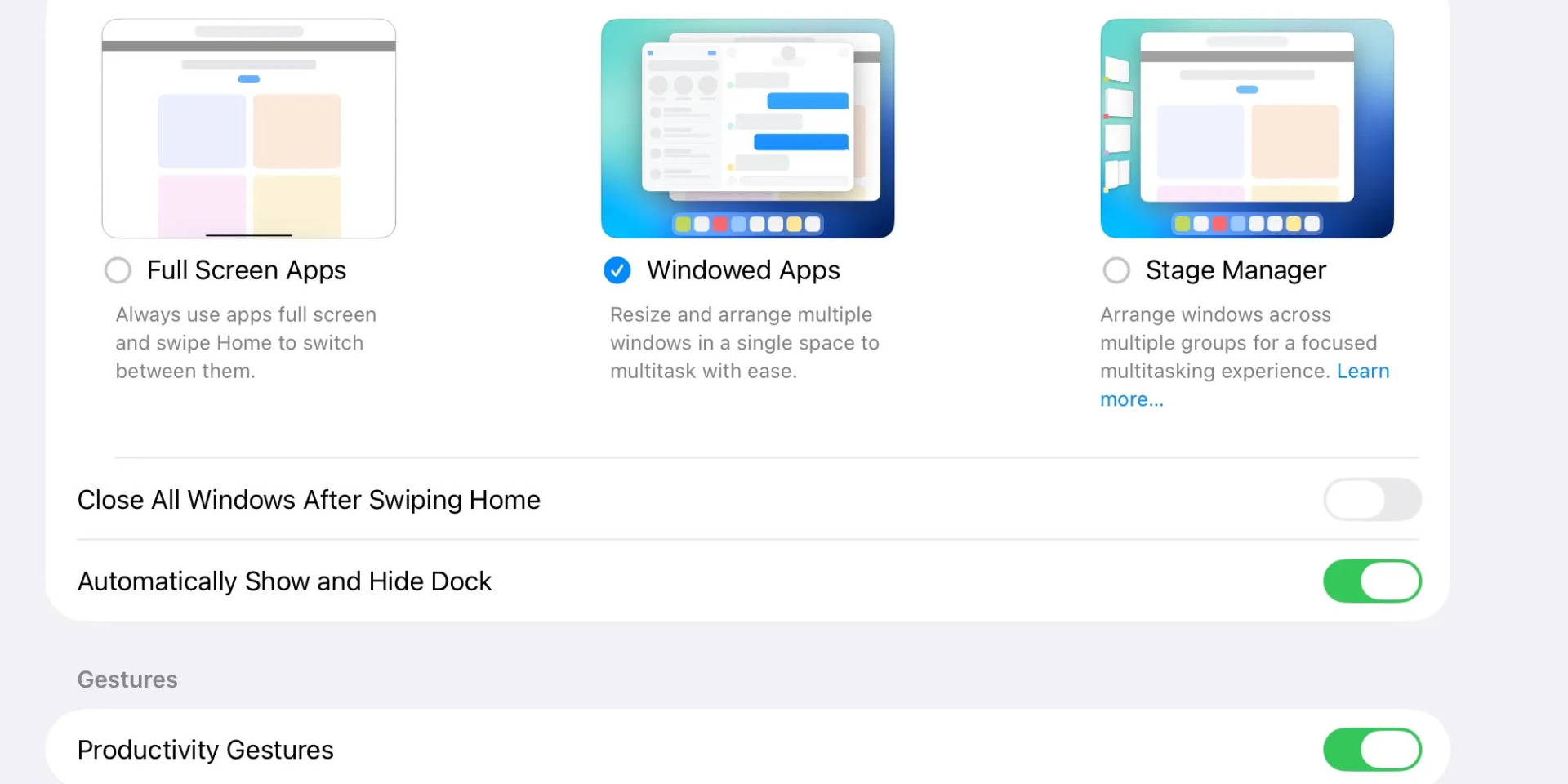 iPadOS 26 dock