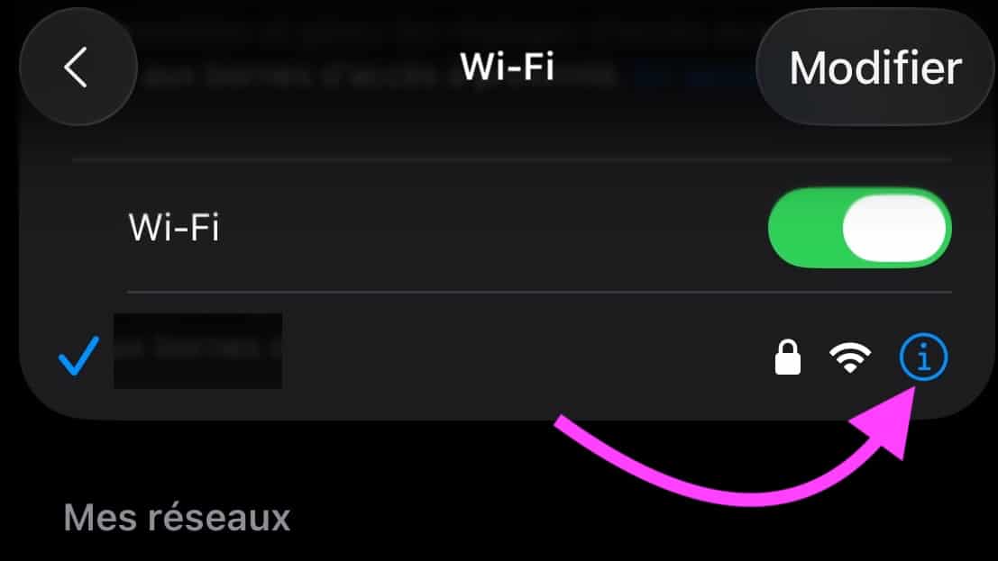 Informations Wi-Fi iOS