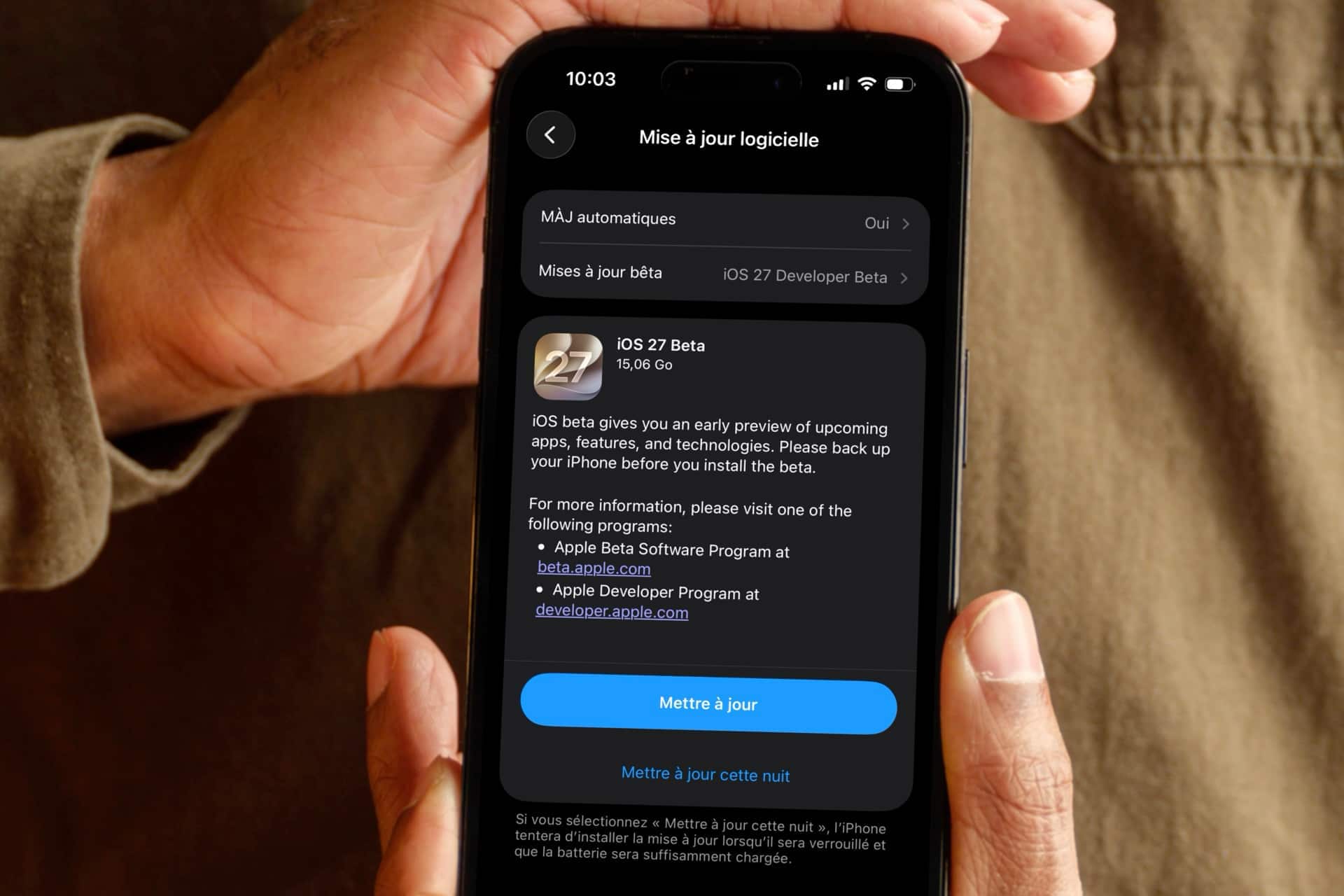 iOS 27 bêta comment installer