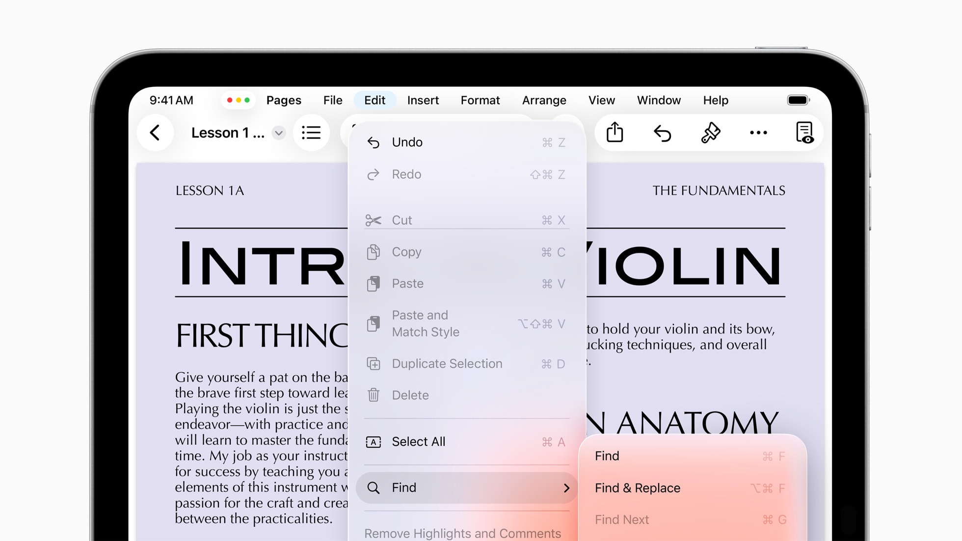 Barre menu app iPadOS 26