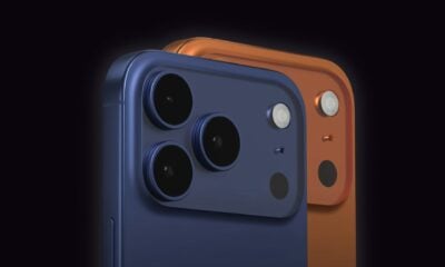 iPhone 17 pro bleu orange fond noir