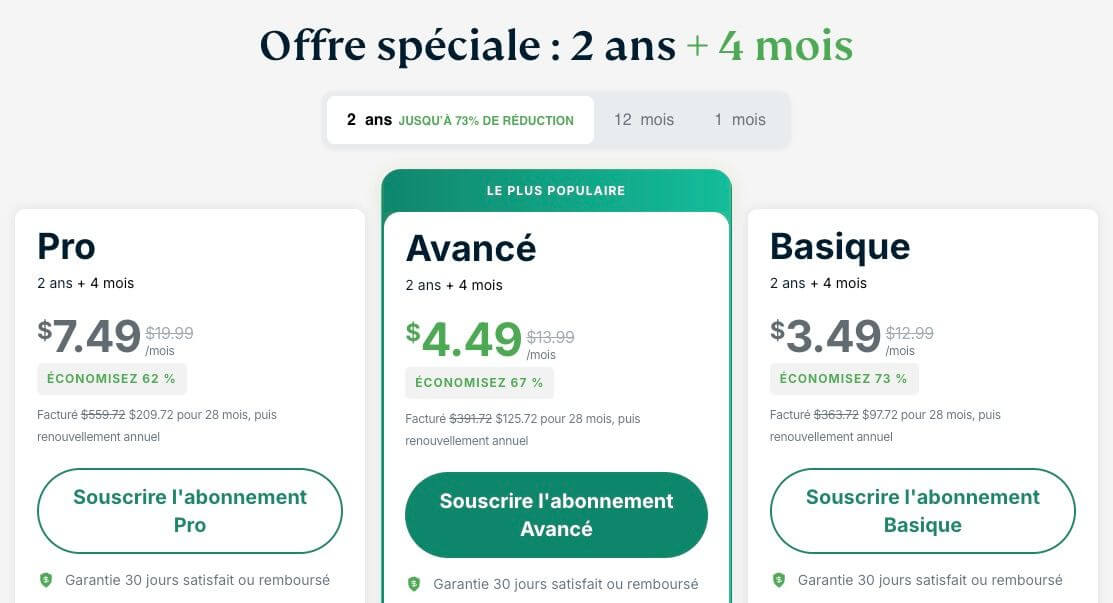 Aperçu nouveaux tarifs ExpressVPN