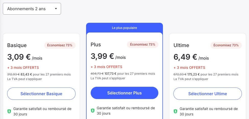 Tarifs NordVPN 2 ans