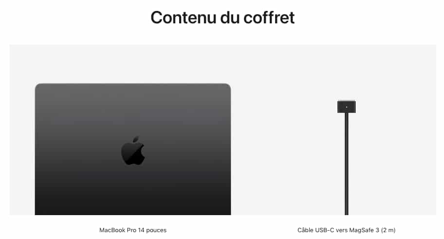 MacBook Pro M5 contenu boîte