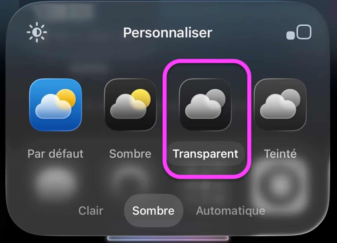 Mode transparent écran d'accueil