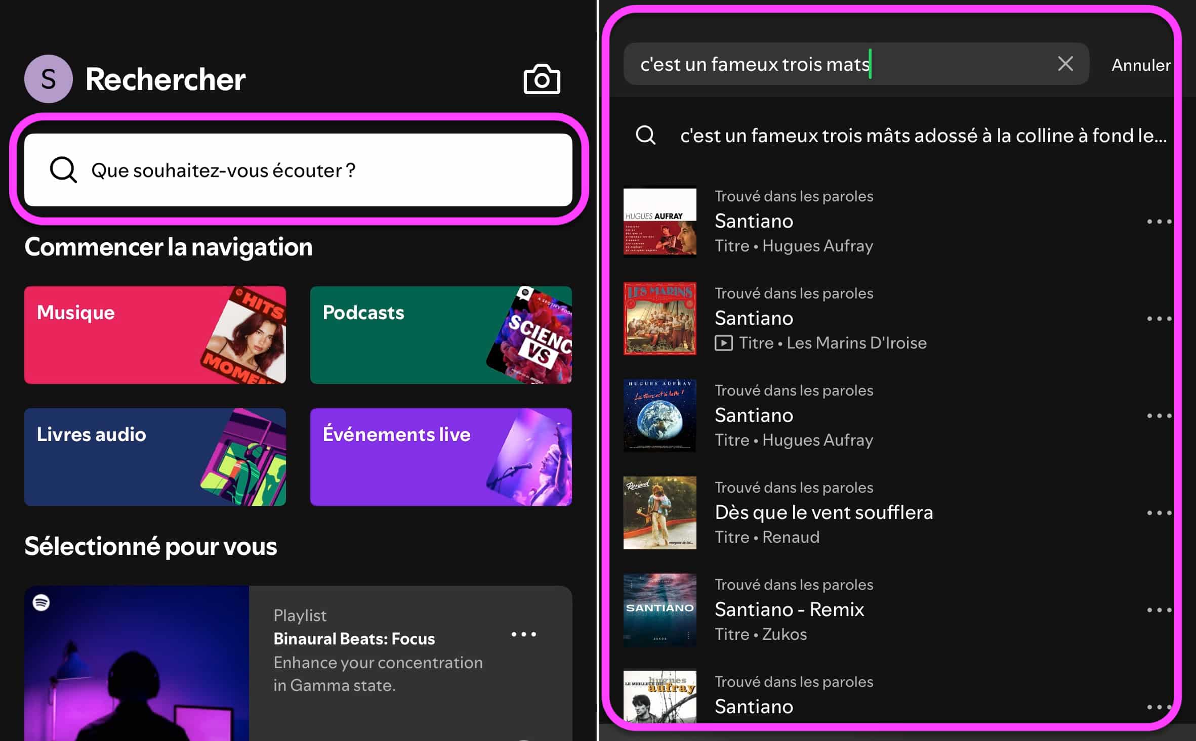 Rechercher paroles Spotify