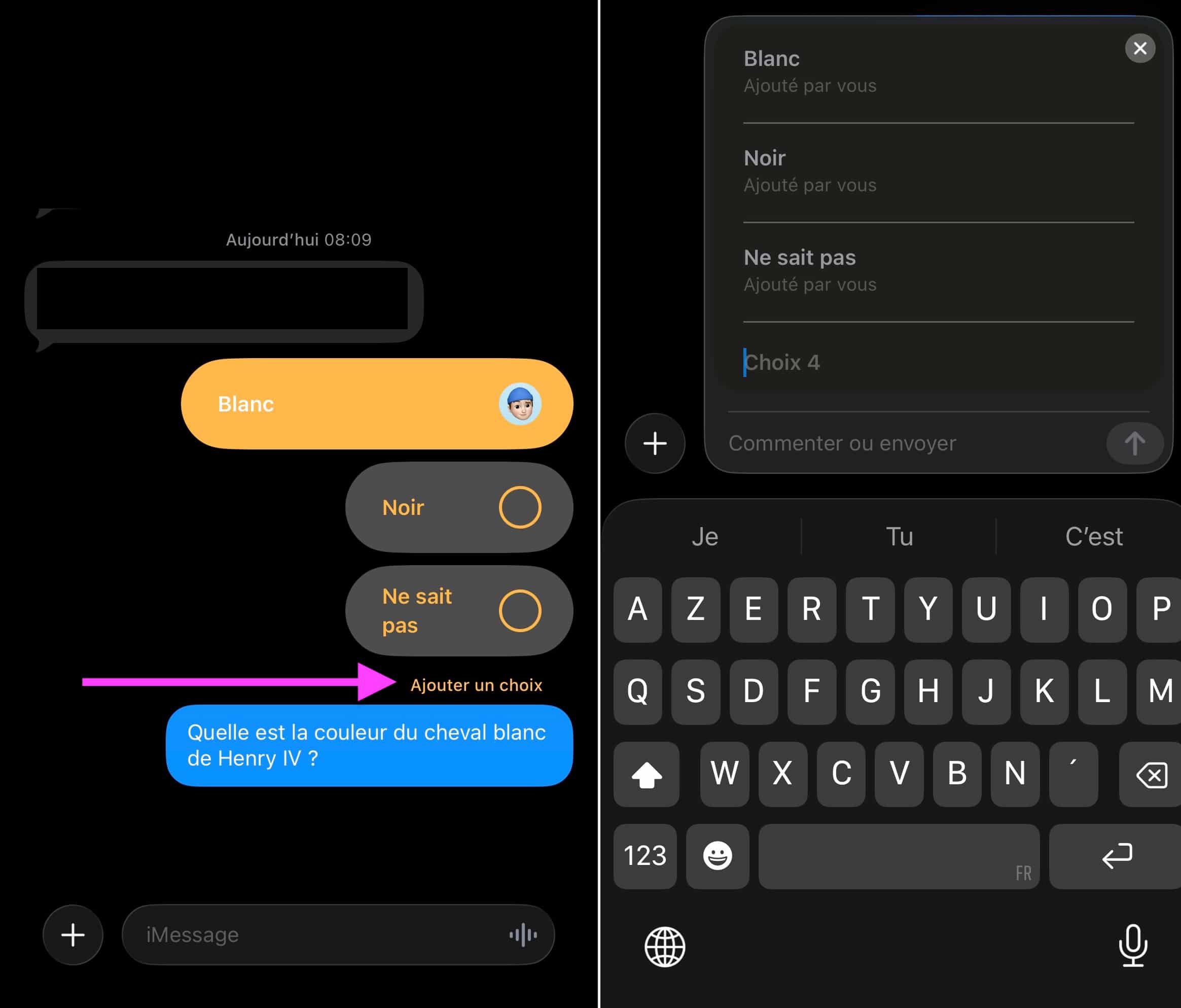Sondage iMessage