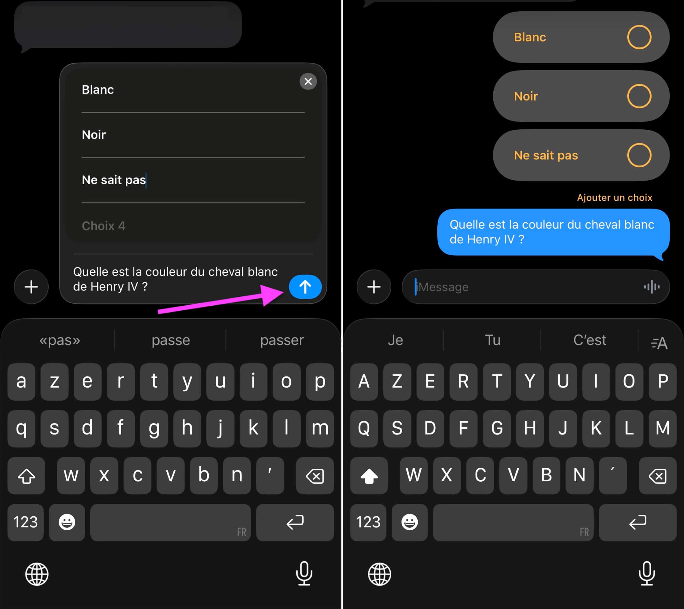 Sondage iMessage