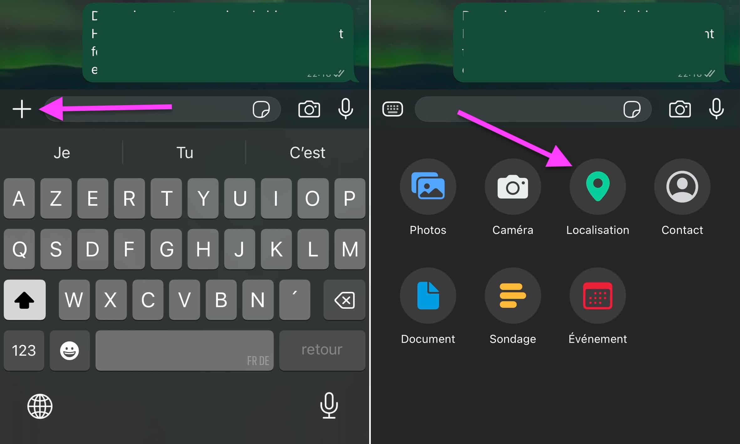 Tutoriel partage localisation whatsapp