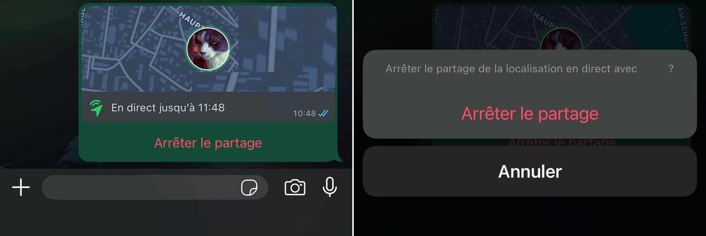 WhatsApp partage localisation