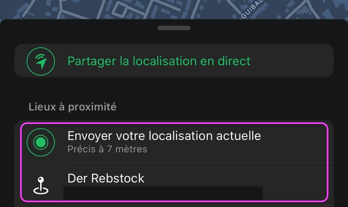 WhatsApp partage localisation