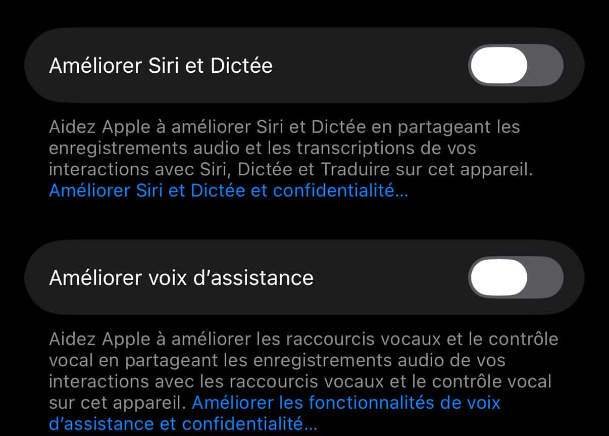 Améliorer dictée Siri