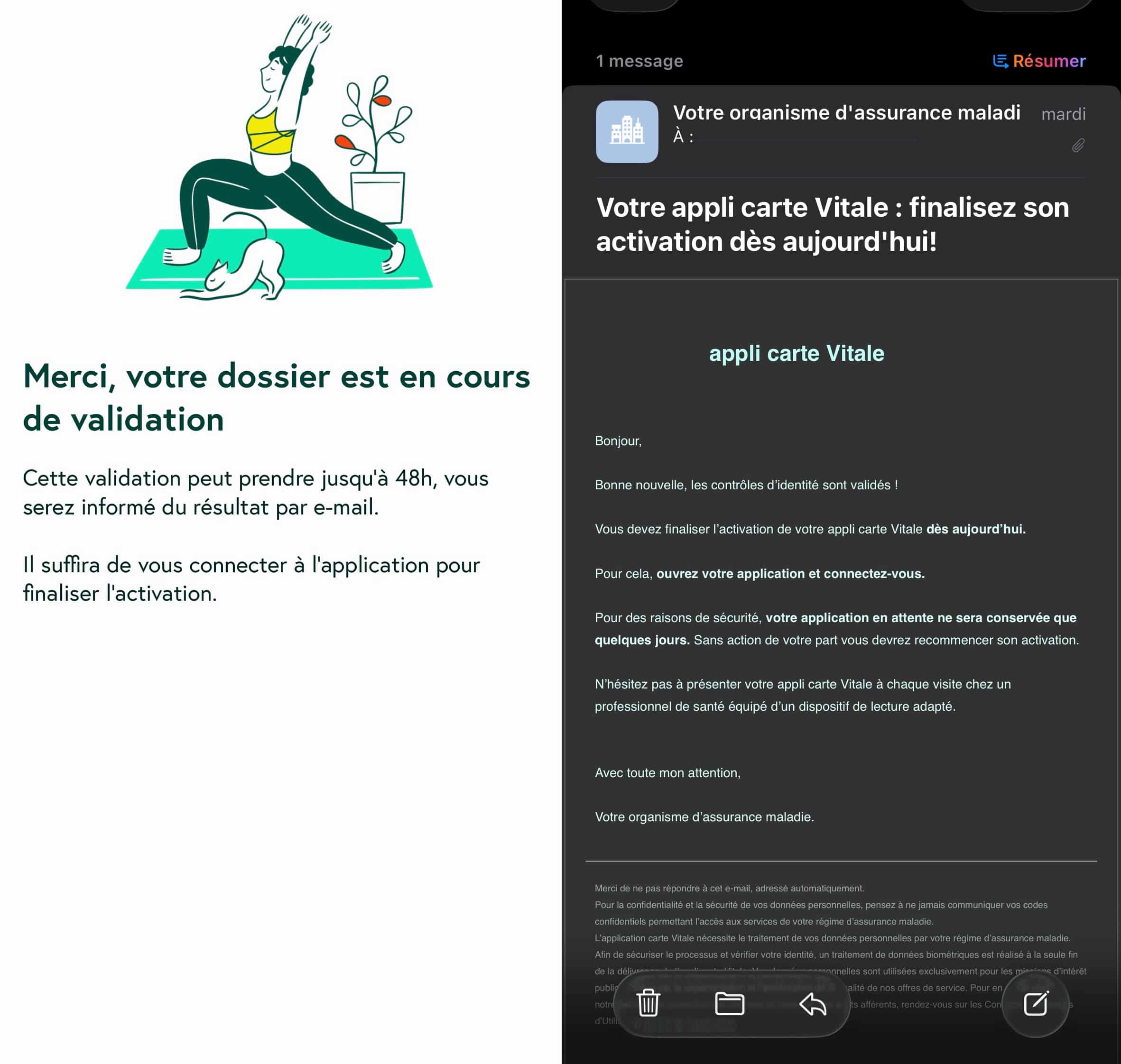 iPhone carte Vitale mail recu