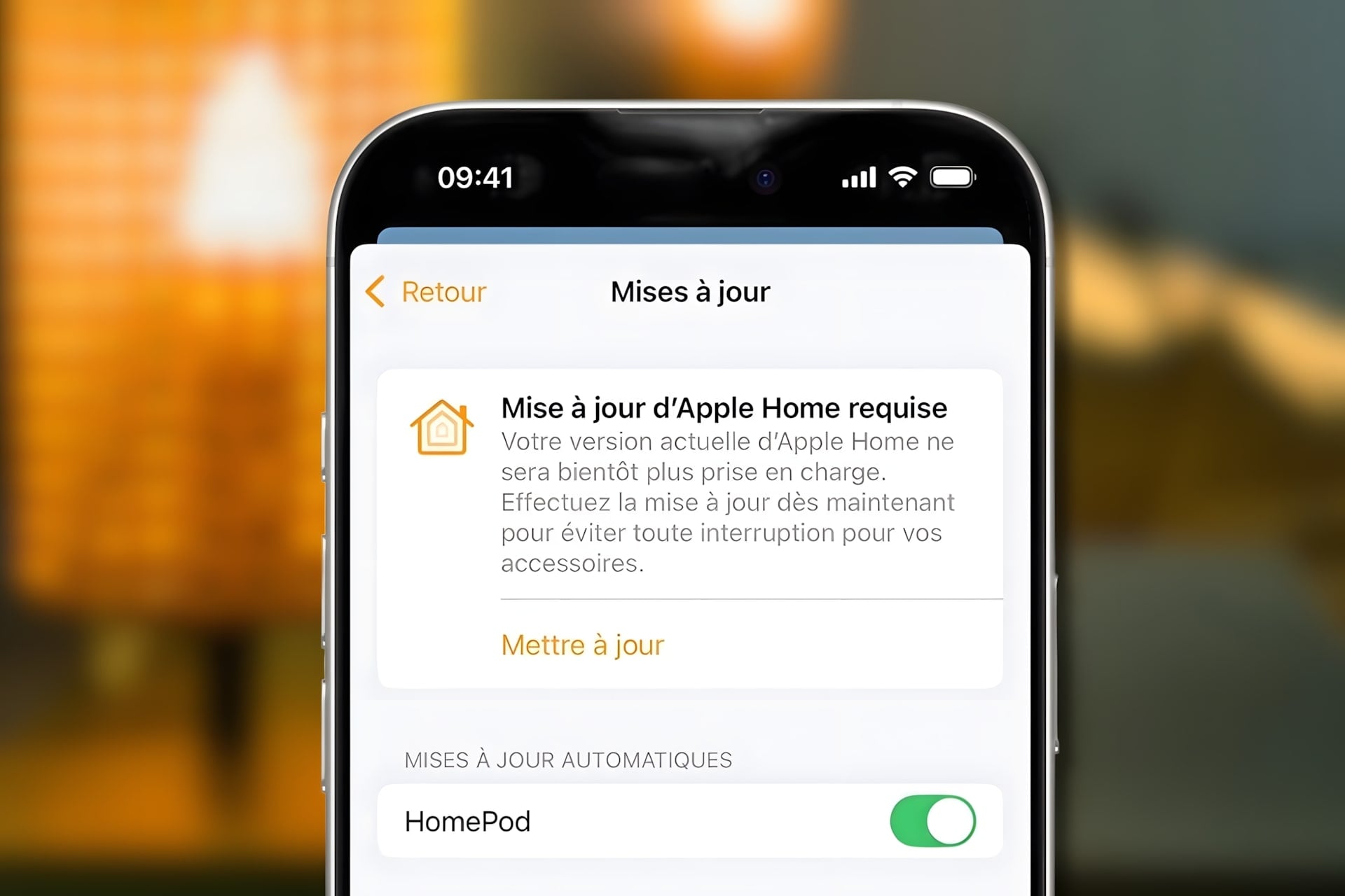 Mise à jour apple maisonhome domotique homkit