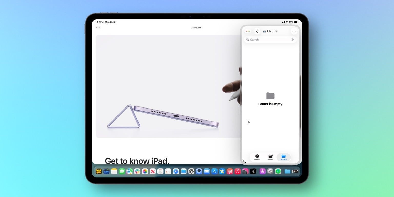 Slide over iPadOS 26.1