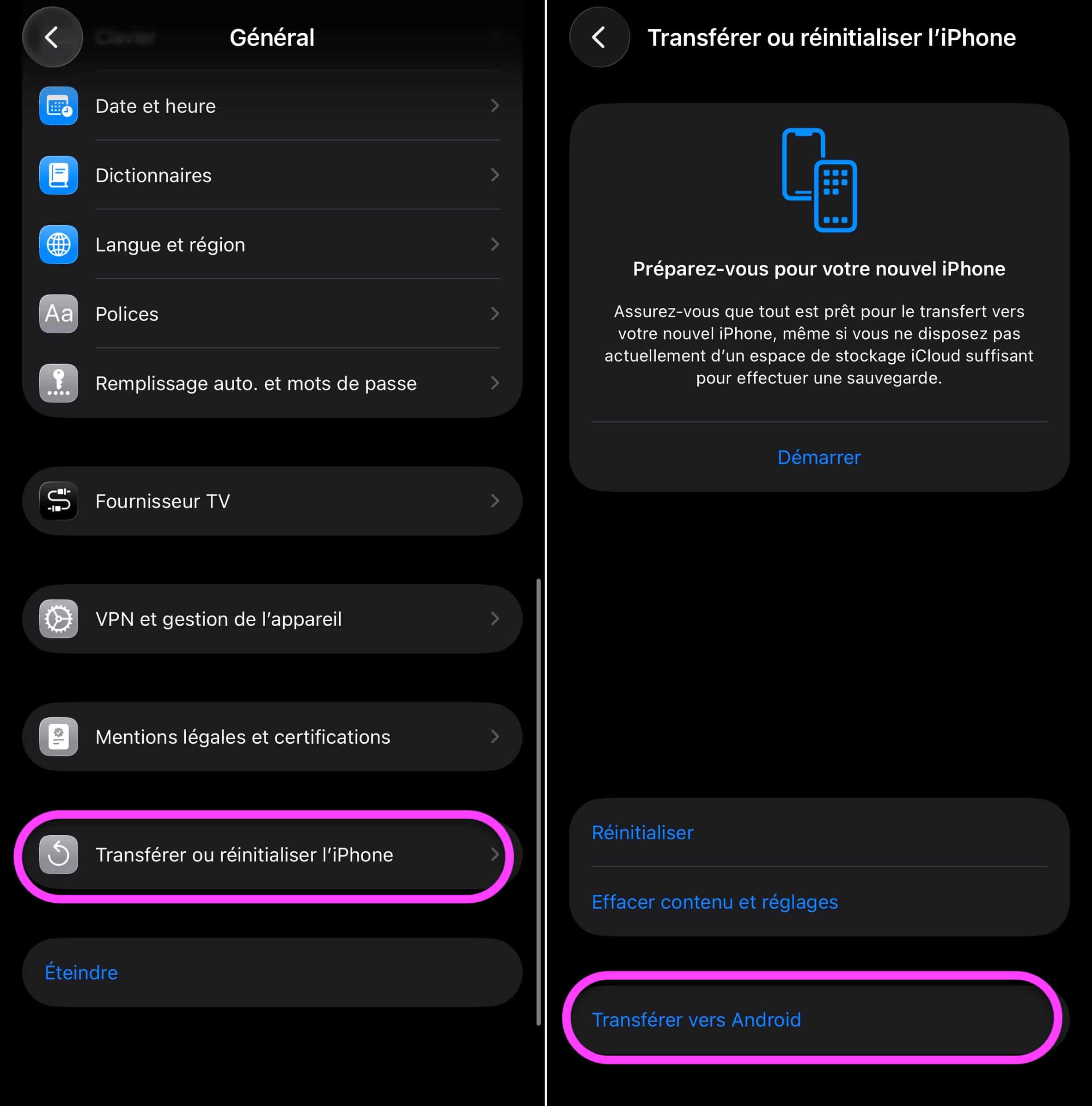 Transfert Android iOS 26.3