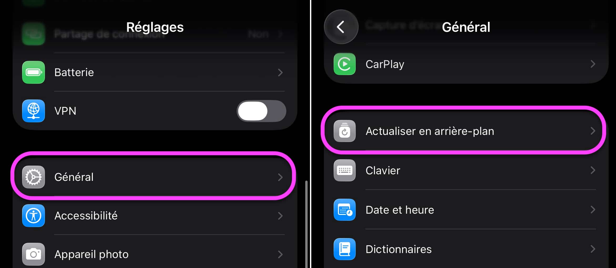 Batterie utilisation arrière-plan