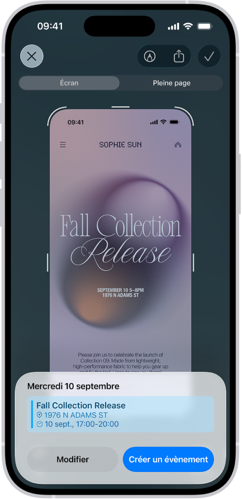 iOS 26 capture d'écran événement Apple Intelligence