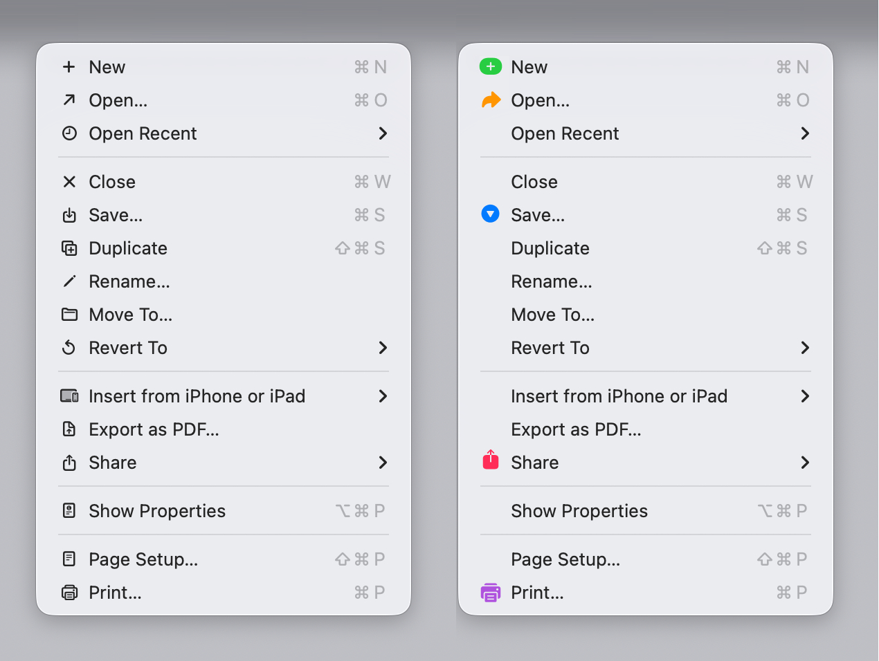 Menu macOS Tahoe original