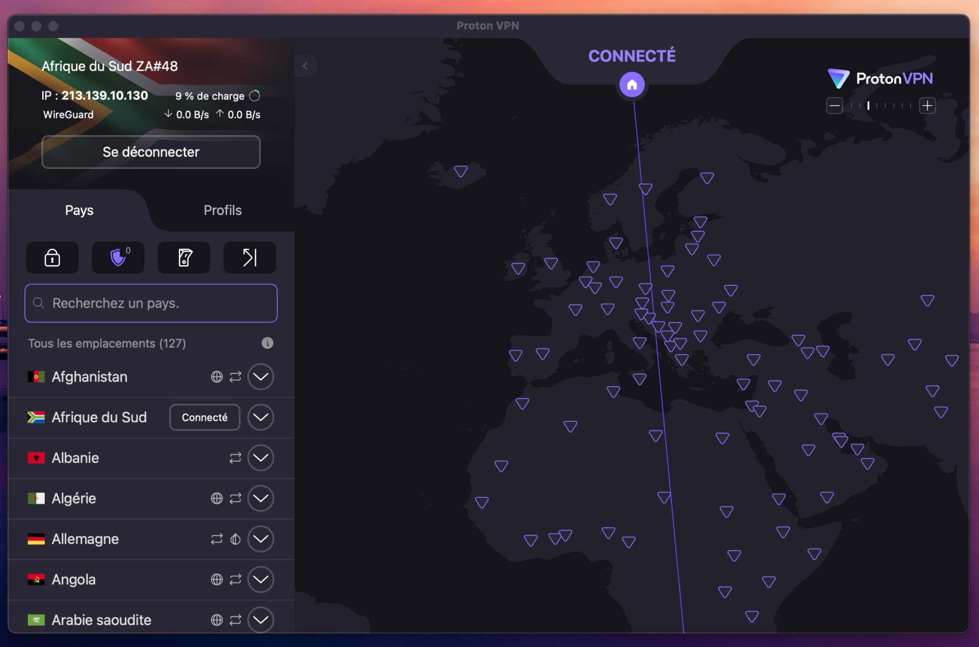 Proton vpn charge serveur