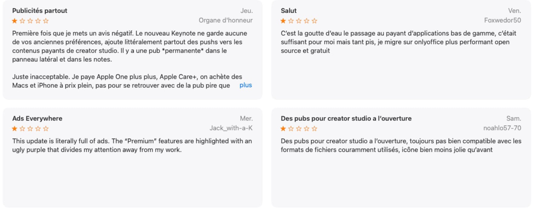 Keynote apple commentaires