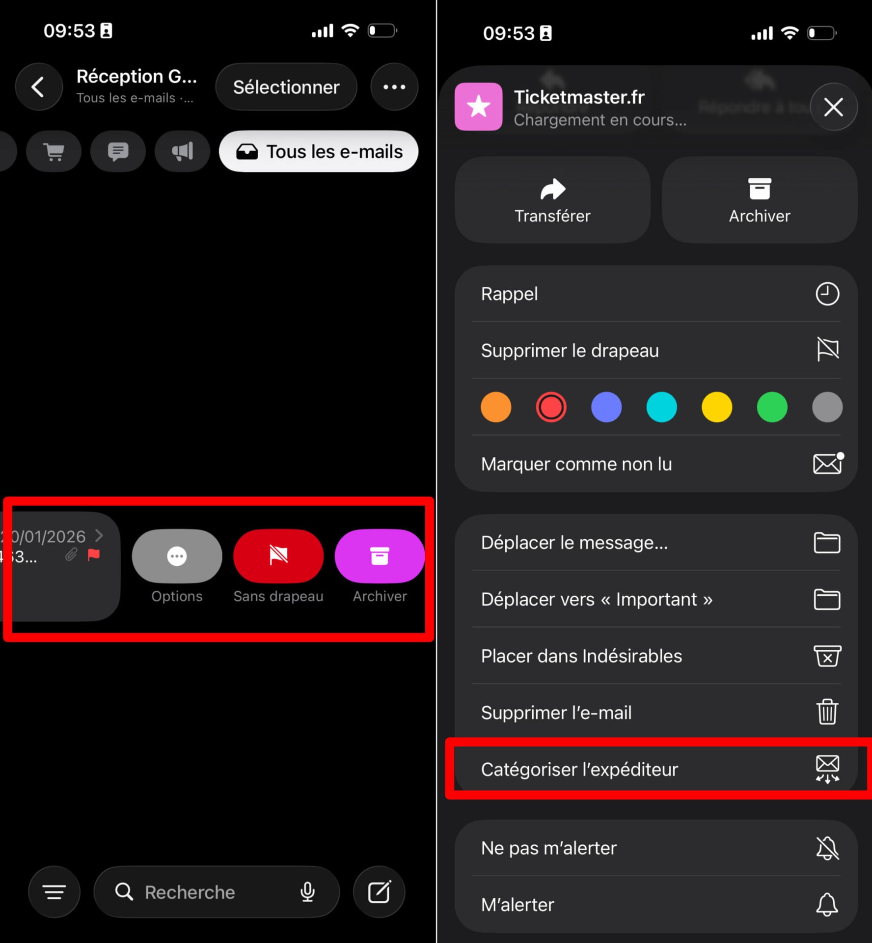 Mail application categorie