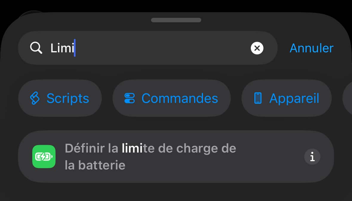 iOS 26.4 raccourci limite de charge