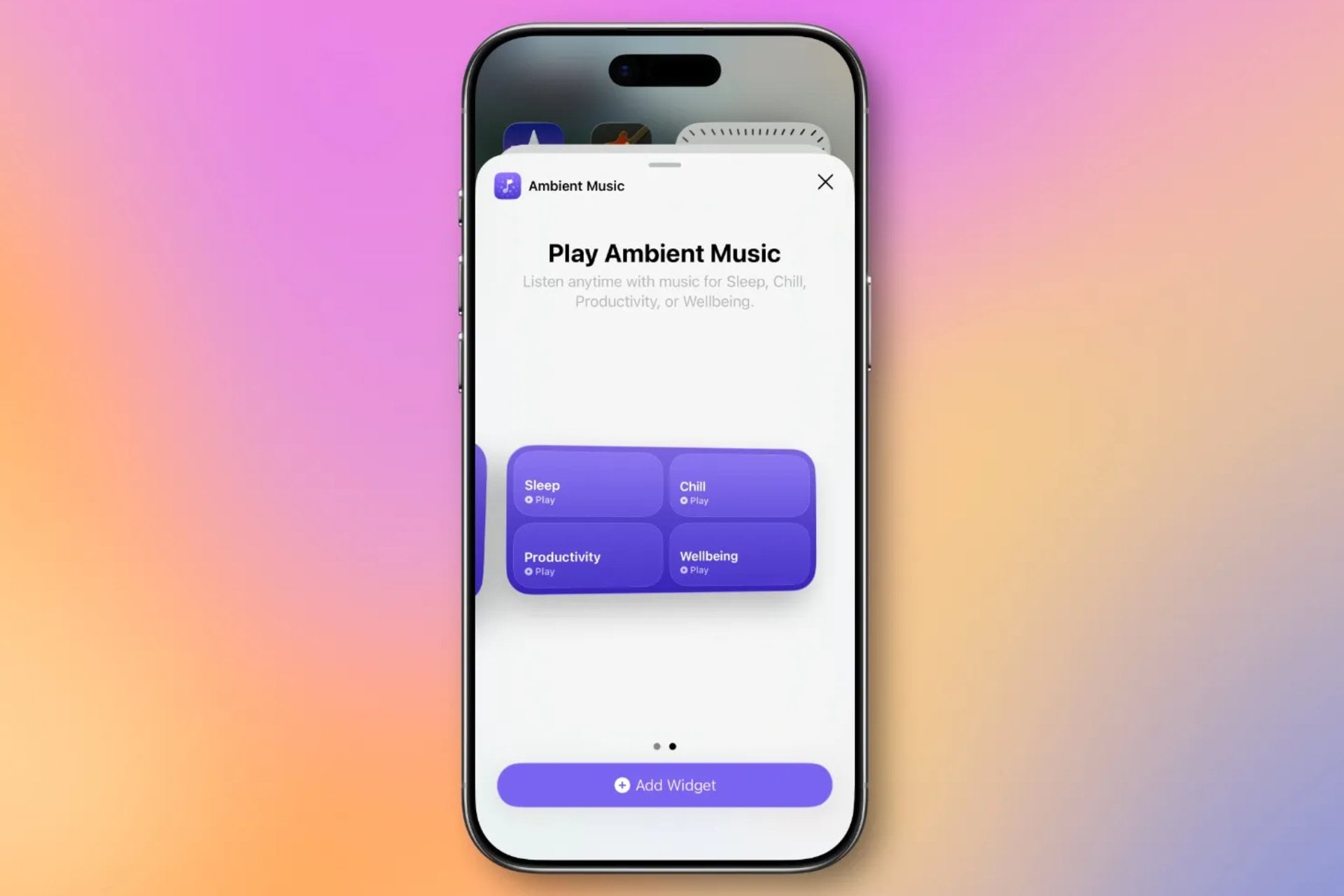 Apple widget musique ambiance