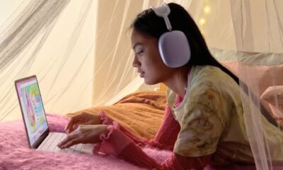 Macbook neo fille étudiante AirPods max