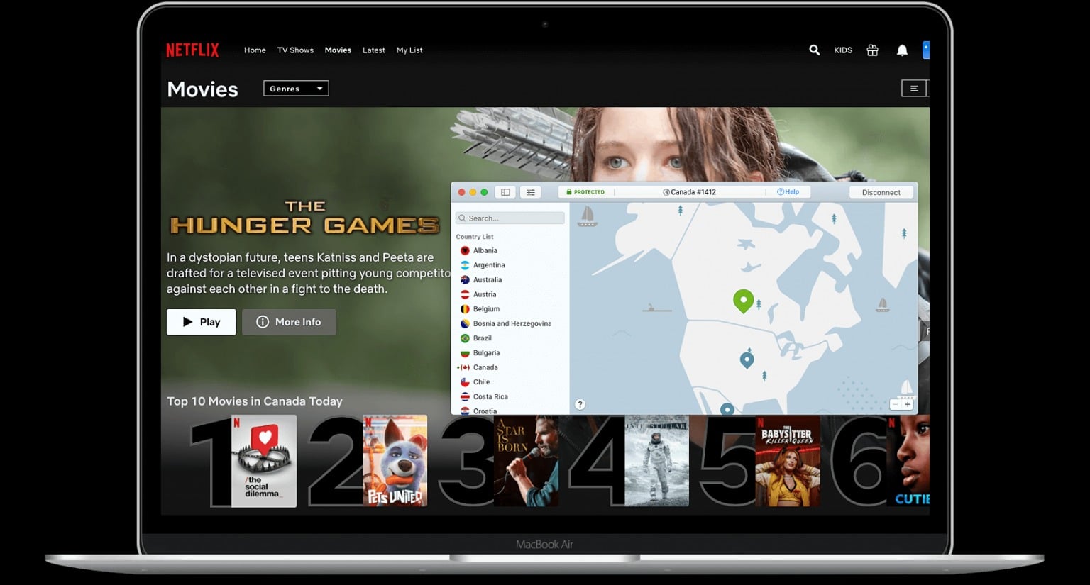 Accès au catalogue Netflix Canada avec NordVPN depuis la France