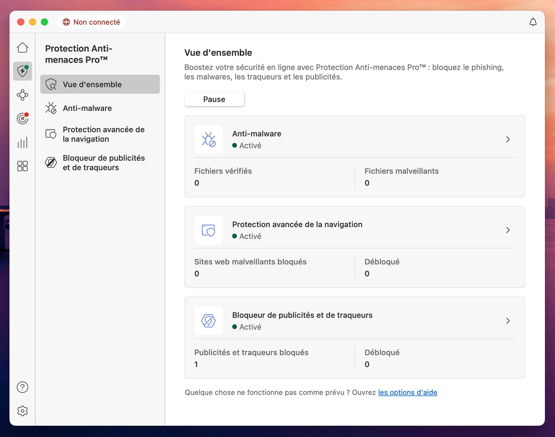 Fonctionnalité Protection Anti-menaces Pro de NordVPN, bloquant publicités et malwares