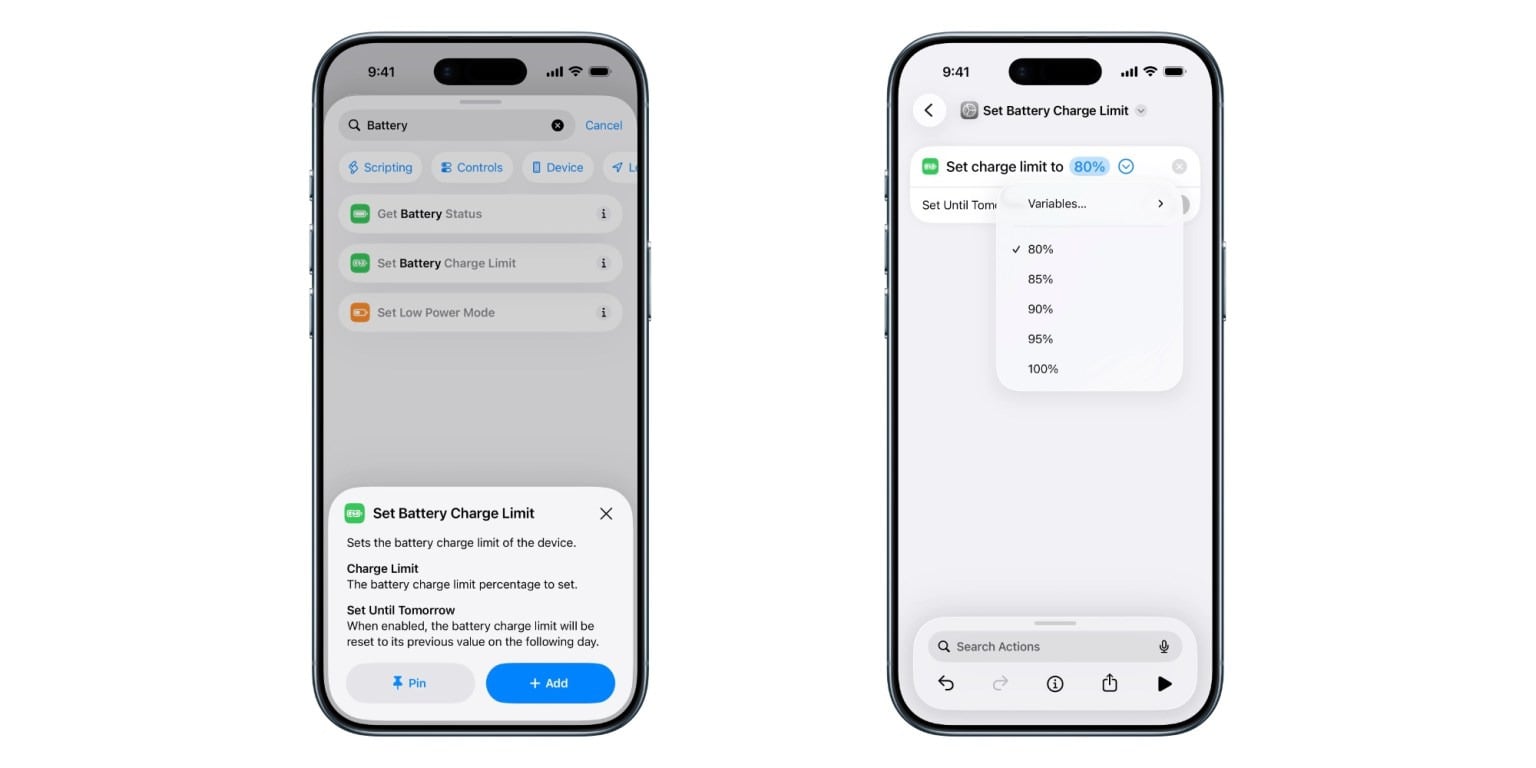 Raccourcis iOS 26 4 batterie