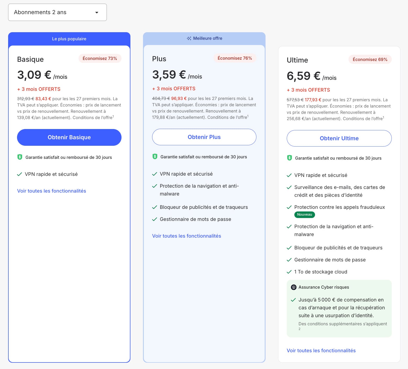 Grille tarifaire NordVPN 2026 : formules Basique, Plus et Ultime avec les prix par mois
