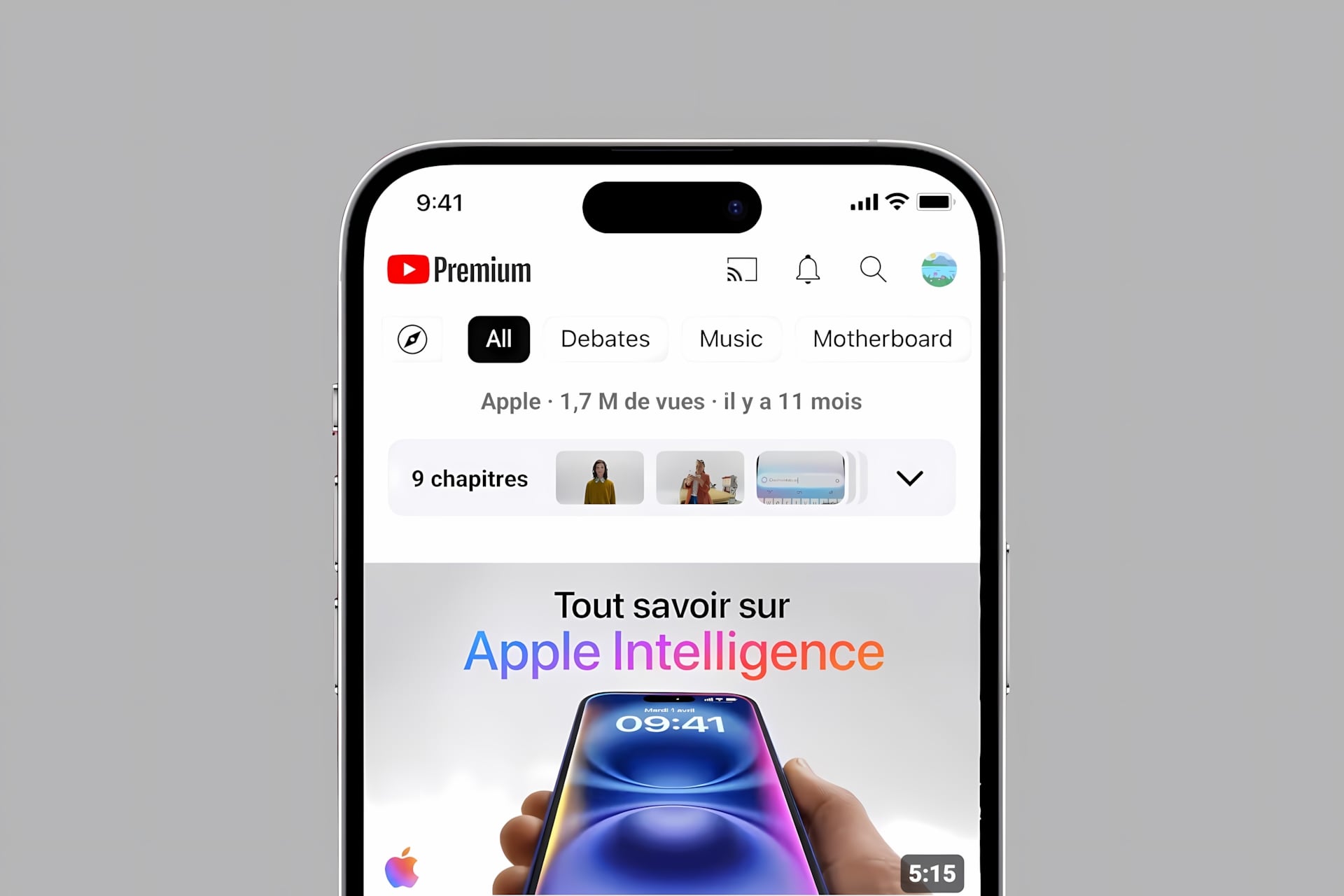 Application youtube iPhone iOS apple intelligence (2)