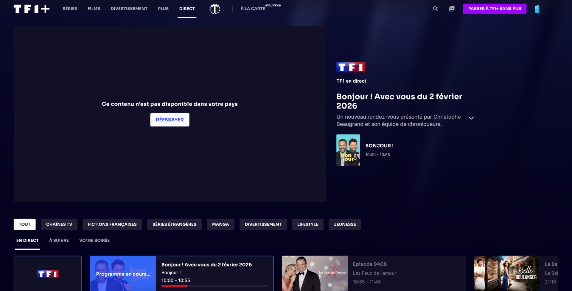 Regarder tv francaise etranger
