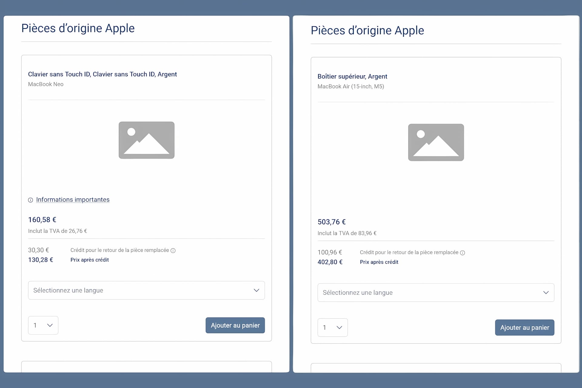 Répéaration self service repair apple clavier keyboard macbook neo vs air M5 15