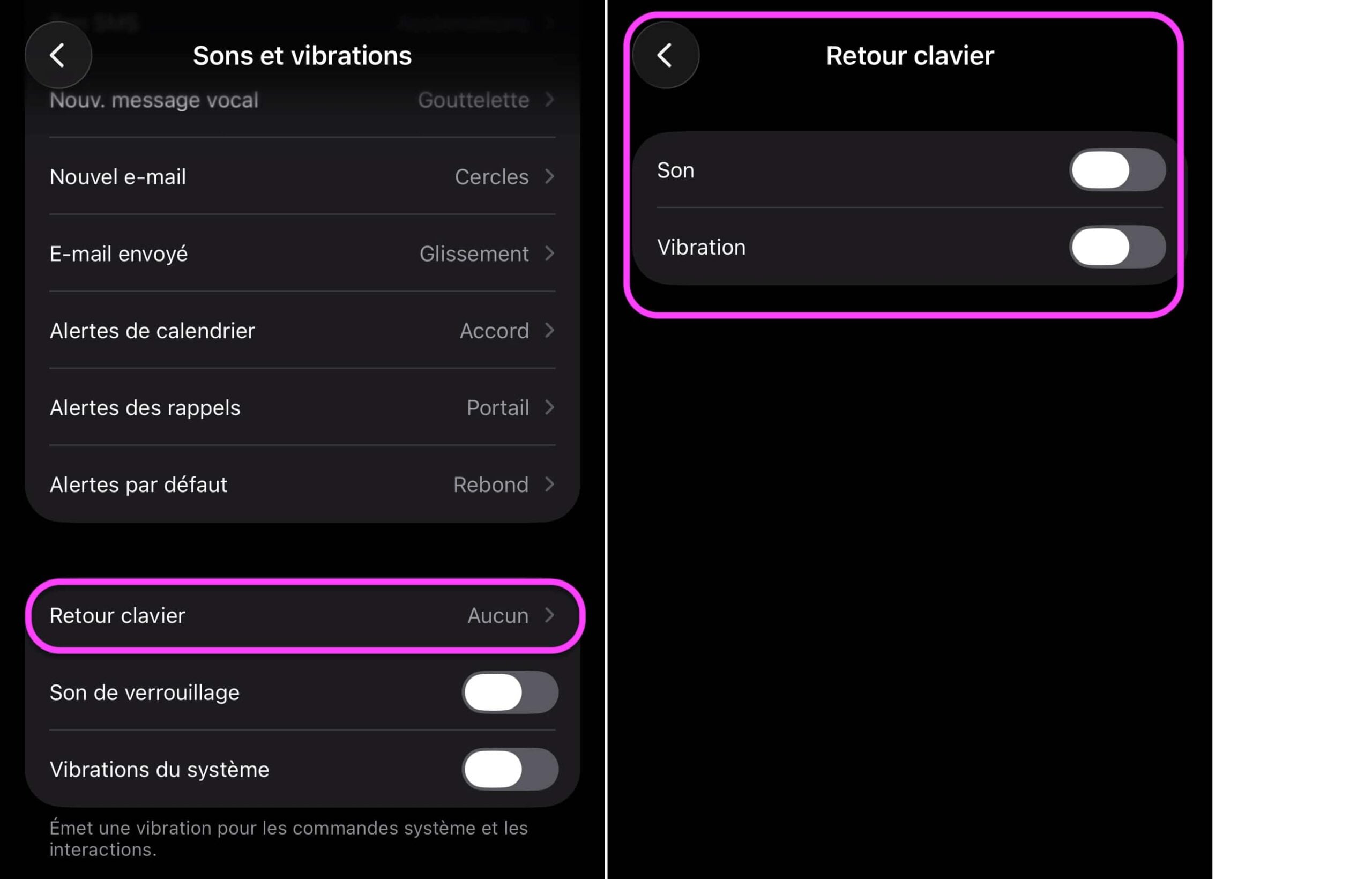Retour clavier haptique iOS