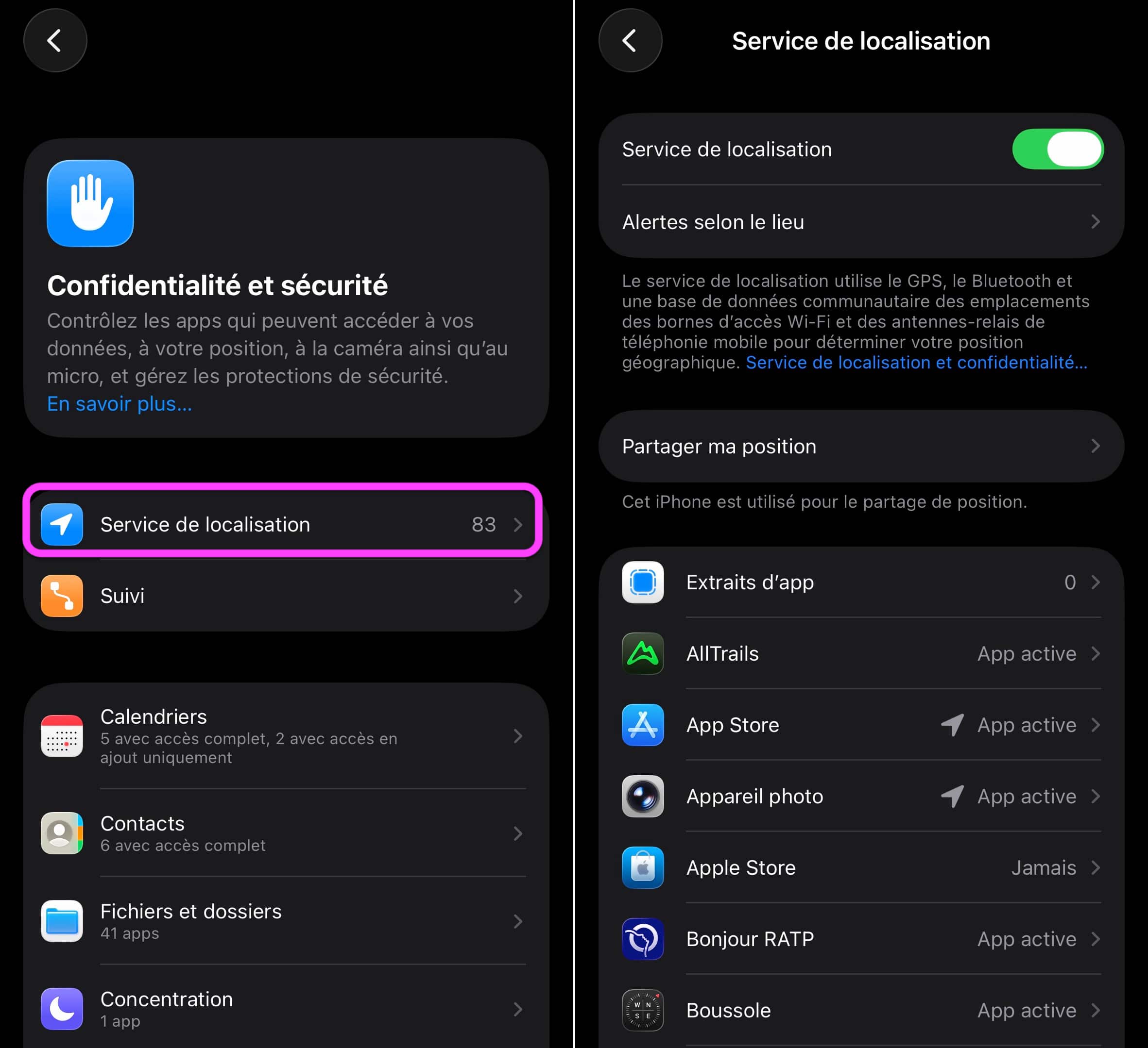 Service de localisation